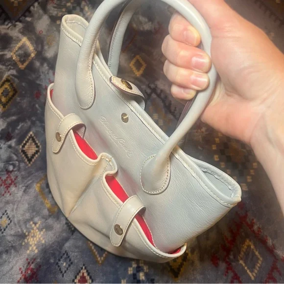Dooney & Bourke Florentine Leather Satchel Bucket Handbag Purse Tote Ecru White - Picture 2 of 11